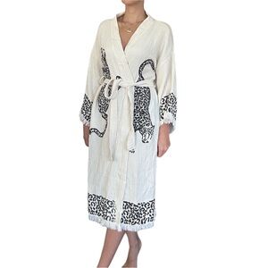 Leopard Design Kimono Robe 100% Cotton Brand New